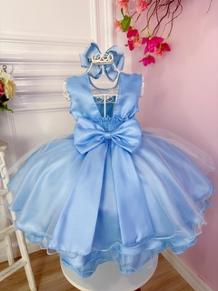 Vestido Infantil de Festa Azul Fantasia Frozen Princesa Elsa de Arendelle Com Capa na internet