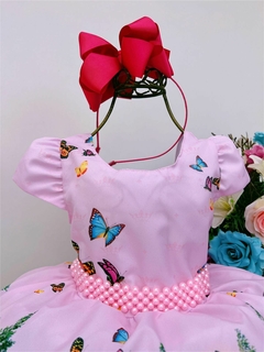 Vestido Infantil Masha e o Urso Rosa Com Cinto de Pérolas - comprar online