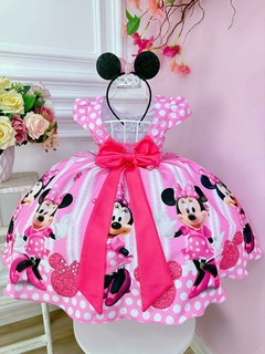 Vestido Infantil Minnie Rosa Cinto de Pérolas Princesas na internet