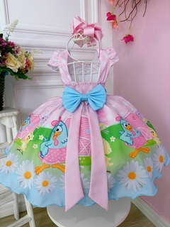 Vestido Infantil Galinha Pintadinha Rosa Com Cinto Pérolas na internet