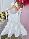 Vestido Infantil Branco Strass no Busto Damas Festas