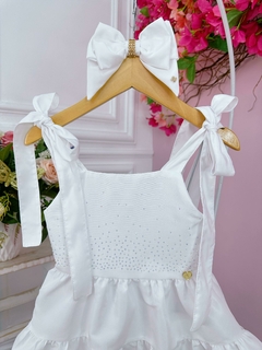 Vestido Infantil Branco Strass no Busto Damas Festas - comprar online