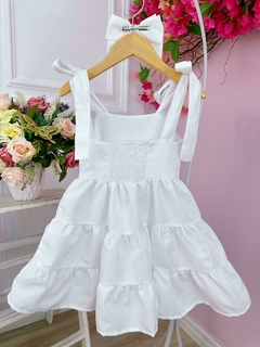 Vestido Infantil Branco Strass no Busto Damas Festas na internet