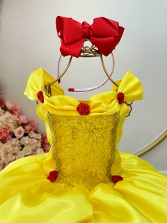 Fantasia Infantil Bela e a Fera Amarelo Renda Dourada - comprar online