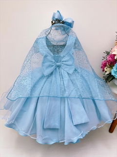 Vestido Infantil Frozen Com Capa Festas de Princesas Luxo na internet