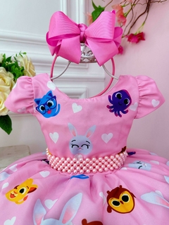 Vestido Infantil Bolofofos Rosa Flores Cinto Pérolas Luxo - comprar online