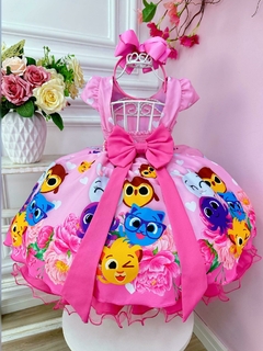 Vestido Infantil Bolofofos Rosa Flores Cinto Pérolas Luxo na internet