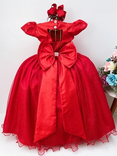 Vestido Infantil Longo Dama de Honra Vermelho Brilho Casamento na internet