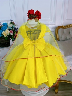 Vestido Infantil Bela e a Fera Com Capa e Pérolas Princesas na internet