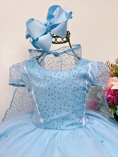 Vestido Infantil Frozen Com Capa Festas de Princesas Luxo - comprar online