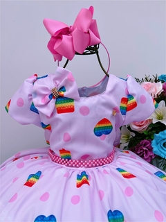 Vestido Infantil Rosa Estampado Pop It - comprar online