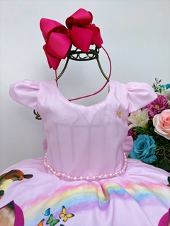 Vestido Infantil Masha e o Urso Rosa Borboletas Luxo - comprar online