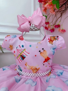 Vestido Infantil Circo Rosa Floral Cinto Pérolas - comprar online