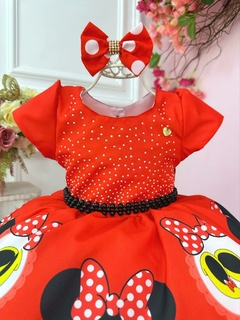Vestido Infantil Minnie Vermelho Busto Strass Festa - comprar online
