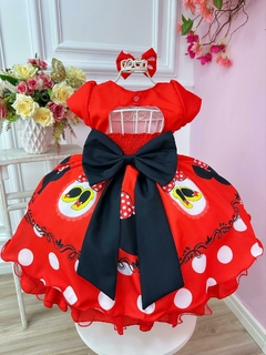 Vestido Infantil Minnie Vermelho Busto Strass Festa na internet