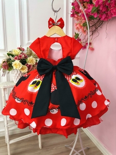 Vestido Infantil Minnie Vermelho Busto Strass Festa - loja online