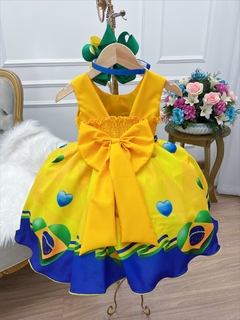 Vestido Infantil Brasil Com Cinto De Pérolas - loja online