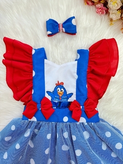 Romper Galinha Pintadinha Azul Com Laço Luxo - comprar online