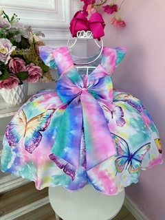 Vestido Infantil Jardim das Borboletas Colorido Tie Dye Luxo na internet
