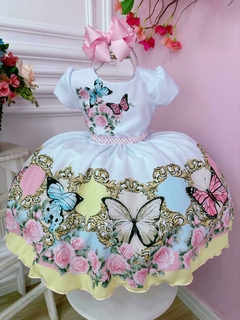 Vestido Infantil Jardim das Borboletas Encantado Princesas