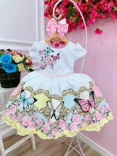 Vestido Infantil Jardim das Borboletas Encantado Princesas - Gilerá Fashion