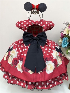 Vestido Infantil de Festa Fantasia Minnie Vermelho Floral na internet