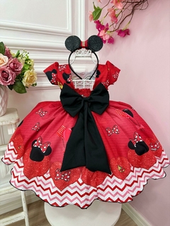 Vestido Infantil Vermelho Festa da Minnie Luxo na internet