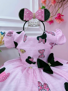 Vestido Infantil Minnie Rosa Laço Luxo - comprar online