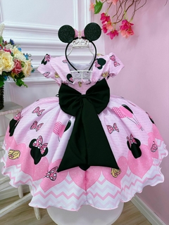 Vestido Infantil Minnie Rosa Laço Luxo na internet