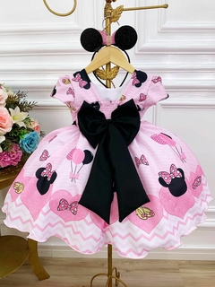 Vestido Infantil Minnie Rosa Laço Luxo - loja online