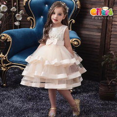 Vestido Infantil Importado de Luxo para Festa Cor Champagne (champanhe) na internet