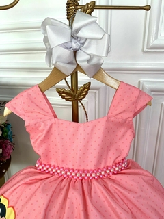 Vestido Infantil Magali Goiaba Flores Luxo - comprar online