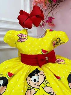 Vestido Infantil Festa Magali Amarelo Laços Strass - comprar online