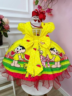 Vestido Infantil Festa Magali Amarelo Laços Strass na internet