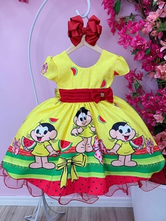 Vestido Infantil Festa Magali Amarelo Laços Strass - Gilerá Fashion
