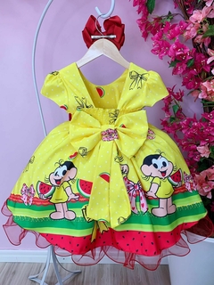 Vestido Infantil Festa Magali Amarelo Laços Strass - loja online
