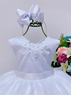 Vestido Infantil Longo Branco Damas Princesas Luxo Festas - comprar online