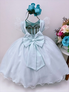 Vestido Infantil Verde Busto Aplique de Flores e Borboletas na internet