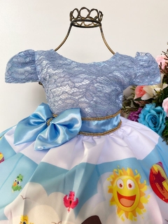 Vestido Infantil Mundo Bita Renda Azul Cinto Strass - comprar online