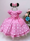 Vestido Infantil Fantasia Luxo Minnie Rosa