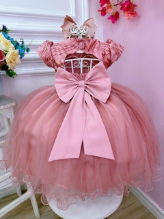 Vestido Infantil Rosê Busto Rendado e Cinto com Strass na internet