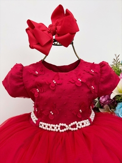 Vestido Infantil Vermelho com Aplique de Borboletas - comprar online