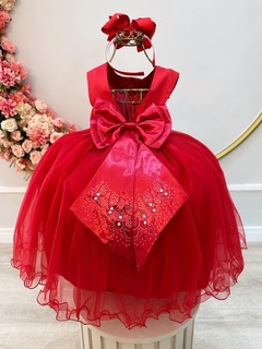 Vestido Infantil Longo Vermelho Princesa Luxo Festas na internet