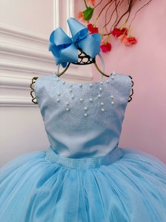 Vestido Infantil Longo Azul Claro Damas de Honra Casamento - comprar online