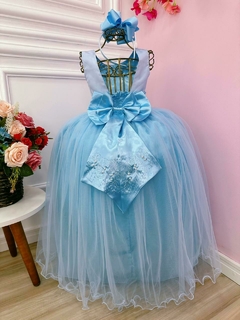 Vestido Infantil Longo Azul Claro Damas de Honra Casamento na internet
