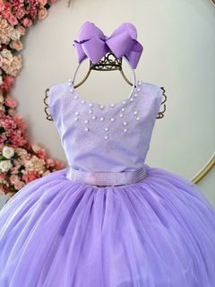 Vestido Infantil de Festa Aniversário Casamento Lilás Pérolas - comprar online