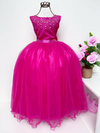 Vestido Infantil Longo Damas de Honra Pink Strass Pérolas