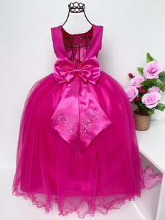 Vestido Infantil Longo Damas de Honra Pink Strass Pérolas na internet