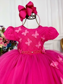 Vestido Infantil Pink Busto e Saia com Aplique de Borboletas - comprar online