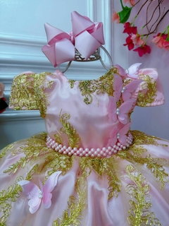 Vestido Infantil Festa Princesa Rosa Realeza Jardim das Borboletas - comprar online